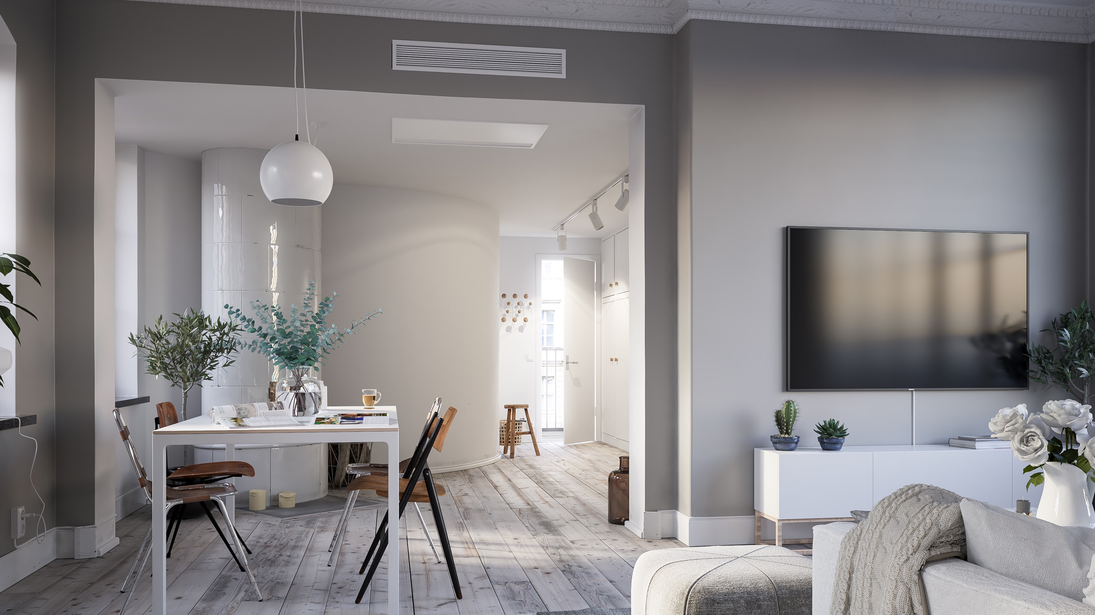 Daikin värmeavgivare installerad i ett hus för att få en komfortabel hemmiljö